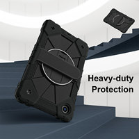 Étui robuste antichute pour Lenovo Tab One 8.7 K9 TB305FU 2025 avec support rotatif à 360°, dragonne et bandoulière, bicolore, adapté aux enfants