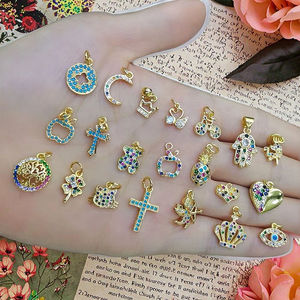 CZ8908 Dainty Tiny Mini Arco Iris multicolor turquesa CZ piedra Cruz gato <span class=keywords><strong>bicicleta</strong></span> corazón bebé Cupido Ángel alas flecha encanto - Product Image 3