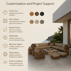Meubles <span class=keywords><strong>de</strong></span> <span class=keywords><strong>jardin</strong></span> en teck au design moderne, résistants à l'eau, avec foyer extérieur, ensembles <span class=keywords><strong>de</strong></span> canapés <span class=keywords><strong>de</strong></span> <span class=keywords><strong>jardin</strong></span> <span class=keywords><strong>de</strong></span> luxe pour patio extérieur - Product Image 6