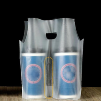 Sac porte-gobelets pour café à emporter, sac de transport personnalisé en plastique pour boissons, pour bar à bubble tea et livraison de jus, sac de transport pour deux gobelets