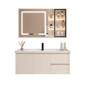 Großhandel moderne Badküchen Möbel Hotel-Badküche mit Waschbeckenbeleuchtung Waschbecken Badeschrank mit Spiegel