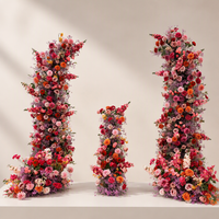 Arco de Flores en Forma de Cuerno para Decoración de Bodas, Camino de Flores Artificiales de Color Rosa para Bodas y San Valentín, Gran Venta