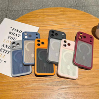 Coque de téléphone magnétique rafraîchissante en nid d'abeille pour l'été, pour iPhone 17 16 15 14 Pro Max, avec dos ventilé texturé ombré et respirant