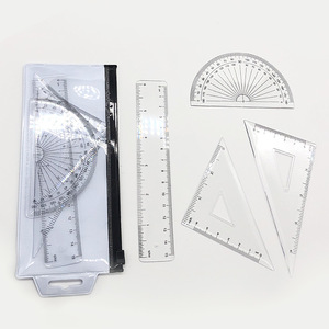 Ensemble de règles de géométrie de mathématiques scolaires transparentes de haute qualité règle en plastique <span class=keywords><strong>4</strong></span> pièces personnalisée - Product Image 1