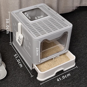 Nouvelle conception de bac à litière pliable avec couvercle et tiroir, toilette pour animaux entièrement fermée - Product Image 4