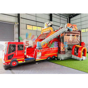 Grand château gonflable commercial extérieur de <span class=keywords><strong>camion</strong></span> de pompiers de zamek de dmuchany avec la glissière pour la <span class=keywords><strong>location</strong></span> de partie - Product Image 1