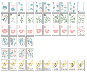 Juego de Mahjong Americano de Lujo con 160 Fichas, Serie Garden Party, Fondo Azul con Abejas, Grabado en 2 Capas, Perlas de Lujo, Miss Christmas - Product Image 5