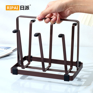 Ripai Glass Cup Holder <b>Iron</b> Frame 2 Cup Storage Rack Kitchen Countertop Organizer Living Room Storage - Product Image 2