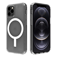 Étui en TPU transparent antichoc magnétique pour iPhone 16 Pro Max avec boîte d'emballage, coque de téléphone transparente antichoc