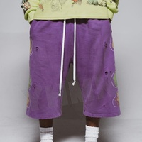 Shorts de jogging amples pour hommes, 100% coton, délavés à l'acide, avec logo personnalisé, imprimé vintage vieilli, longueur 3/4, grandes tailles