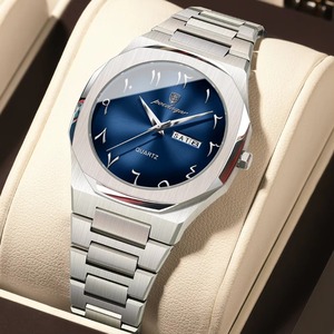 Montre pour femme, tendance, cadran rond, montre à quartz, bracelet en acier inoxydable, style polyvalent pour tous les jours - Product Image 5