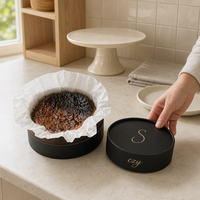 Boîte en carton ronde personnalisée avec logo, qualité alimentaire, pour cheesecake, luxe noir et or, pour gâteau basque