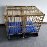 Cage double en métal pliable avec roues, cage métallique dorée, personnalisée