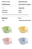 Bol pour animaux de compagnie pliable et portable en élastomère thermoplastique, base antidérapante, étanche, pour l'alimentation en eau et en nourriture en extérieur, pliable