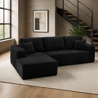 Canapé compressé en forme de L avec rembourrage éponge, idéal pour salon et école, avec pouf et coussin d'appoint – Prix direct usine