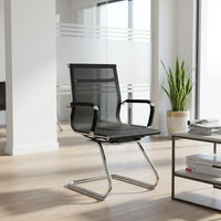Chaise de bureau en maille noire moderne, réglable en hauteur, avec finition électrolytique robuste, pour la maison, le bureau, l'école et l'hôtel, directement de l'usine OEM