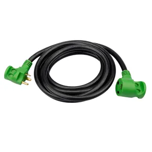 H10384 30 Amp RV Extension Cord NEMA TT-30 125 Volt LED Indicator STW 10AWG Cable 15 Feet ETL Listed