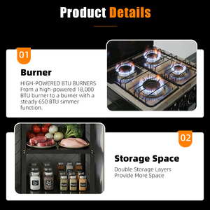 ホットセールデザイン ガス調理器 50*50*86cm 5.44KW 220V 業務用厨房ガスコンロ バーナー - Product Image 5