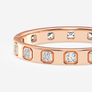 10 3 4 CTW Asscher Lab Grown Diamond <b>Bangle</b> Bracelet 8 Inch Elegant Sparkling Fashion Jewelry for Women - Product Image 1