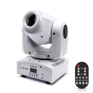 Faro da Palco Gobo UKing da 50W a Testa Mobile con Telecomando e Scocca Bianca, LED DMX per Discoteca, Matrimonio, DJ, Feste e Ballo - Vendita all'Ingrosso - Product Image 1