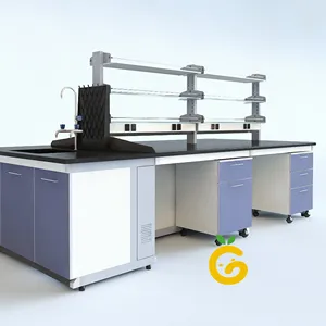 Innovador banco de trabajo de laboratorio Island con gabinetes móviles para configuraciones de experimentos flexibles