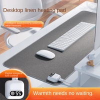Tapis de bureau chauffant électrique, 5 réglages de température, texture lin, tapis de souris chauffant, arrêt automatique 3H, affichage numérique, 80x33cm, 75W, coussin chauffant de bureau