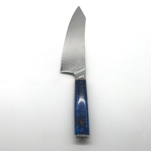 Cuchillo de chef de acero damasco, exquisito patrón de flores de pino, mango de resina - Product Image 1