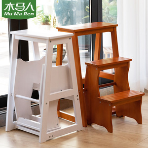 Thickened solid wood <b>ladder</b> stool, multi-functional <b>ladder</b>, chair, stool, indoor living room, small household folding - Product Image 1