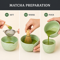 Ensemble Matcha Sakura personnalisé en usine, 8 pièces, bol en céramique, fouet, cuillère, tamis, kit cadeau pour cérémonie du thé