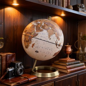 Globo Terráqueo Vintage de 20 cm con Base de Metal Bronce, <span class=keywords><strong>Mapa</strong></span> de Papel Tradicional, Globo Terráqueo Decorativo Antiguo para Decoración del Hogar u Oficina - Product Image 5