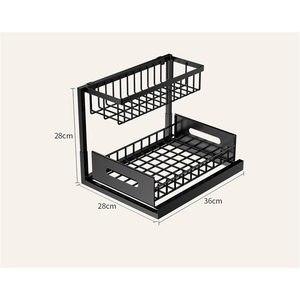 Modern Stainless Steel <b>Kitchen</b> Sink Cabinet Rack Multifunctional Layered Storage Shelf with <b>Pull</b>-<b>Out</b> <b>Basket</b> - Product Image 1