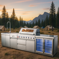 Gril extérieur Offre Spéciale Kitchenbbq Island Backyard/Camping Mobile Modulaire Ignifuge Acier inoxydable Barbecue à gaz Cuisine extérieure