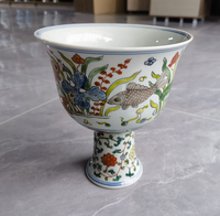 Tasse en céramique et porcelaine à pied haut, motif de fruits colorés peints à la main, style Art déco