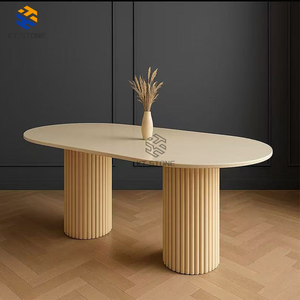 KT STONE Tavolo da Pranzo in Pietra Naturale con Lavorazione Squisita, <span class=keywords><strong>Base</strong></span> Antiscivolo, Sicuro e Stabile, per Banchetti Aziendali, in Marmo - Product Image 4