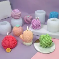 Stampo per candela in silicone con sfera di lana tridimensionale stampo in silicone per cioccolato con candela in lana fai da te