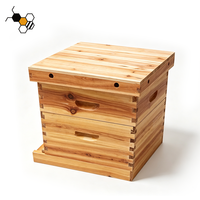 Ruche à abeilles à 2 niveaux, fabrication directe, avec disque d'entrée en plastique, en bois de sapin trempé dans la cire, pour pouponnière et super-ruche