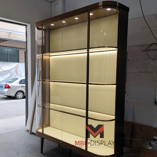 Custom Glass Wall Cabinet  Display Showcase with LED Light Retail Display Wall Jewelry Display Shop Shelves Market Wholesale