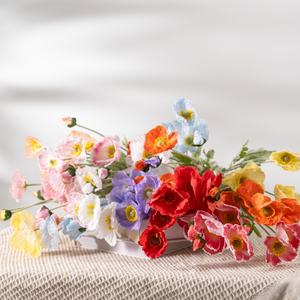 خشخاش اصطناعي عالي الجودة متوفر 24.8in زهور اصطناعية تعمل باللمس الحقيقي لديكور المنزل لحفلات الزفاف بالجملة - Product Image 1