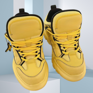 Chaussures de sport montantes pour hommes en cuir véritable respirant de haute qualité, style printemps, design unique, semelle épaisse, décontractées - Product Image 3