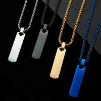 Collar de Barra Larga Geométrica Tridimensional Grabable con Nombre para Hombre, de Acero Inoxidable Simple