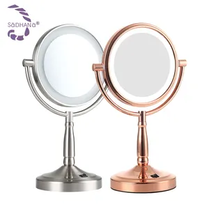 Espelho de mesa com luzes LED para maquiagem, luzes de 3X 5X 7X 10X, luzes de aumento para cosméticos, 2024