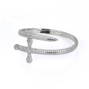 Wholesale Fine Jewelry Hip Hop Diamond Sword of Justice Bracelet <b>Bangle</b> Gold Filled Iced Out Zirconia Cross Bracelets <b>Bangles</b> - Product Image 3