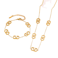 <strong>Best</strong> <strong>Selling</strong> 18K Gold Stainless Steel Neo-<strong>Gothic</strong> Monogram Jewelry Set <strong>Necklace</strong> Bracelet Wedding Fashion Accessories for Women