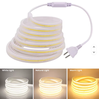 Bande LED flexible FPC Cob 220V 10mm 10W/M, étanche IP65, blanc chaud, CRI 90, contrôle tactile, USB, éclairage intérieur