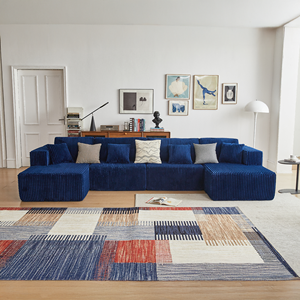 Cómodo Sofá Seccional Moderno en Forma de U, Tapizado en Tela, de Alta Compresión, con Múltiples Asientos, Almohada, Lujoso, para Apartamento o Villa - Product Image 1