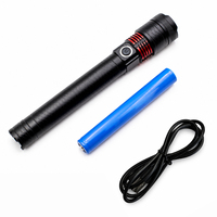 Lampe torche laser zoomable 10W, batterie 1200mAh, rechargeable par type C, 3 modes d'éclairage, en aluminium aéronautique, torche d'urgence