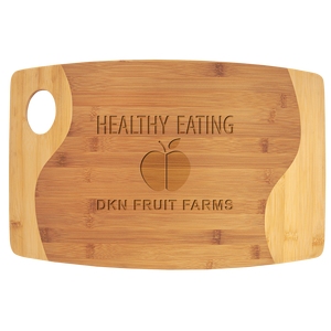 เขียงไม้ไผ่สองโทนพร้อมที่จับช่องว่างการแกะสลักเลเซอร์สำหรับเขียงไม้ไผ่ขนาด11 "x 9" x 5/16" - Product Image 4