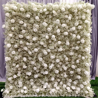 Panneau mural de roses artificielles Muwei de haute qualité, fleurs réalistes pour la décoration de restaurants, salles de banquet et événements.