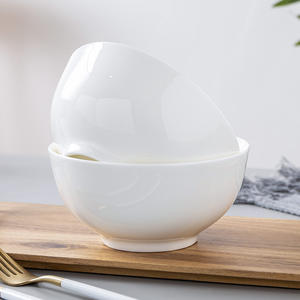 Nuovo commercio all'ingrosso Bone <span class=keywords><strong>China</strong></span> ciotola di Ramen in ceramica bianca personalizzata con Logo modello per zuppa insalata di frutta uso per feste - Product Image 6