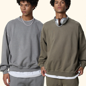 Diseñador personalizado hombres peso pesado 420 Gsm hombro caído 100% algodón francés Terry cuello redondo lavado sudaderas para hombres mujeres - Product Image 3